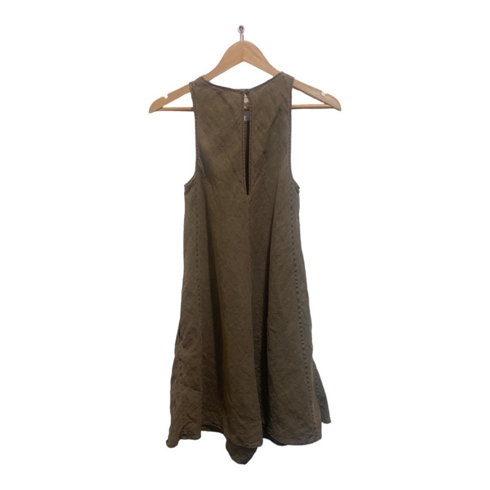 Standard James Perse Olive Green Linen Sleeveless Pocket A-Line Dress Size 1 S - Picture 3 of 4